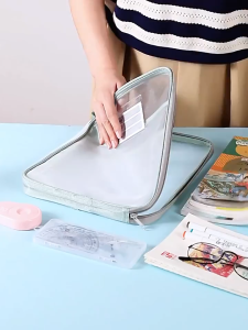 A4 Mesh Document Organizer - 5-Color Transparent Subject Classification Folder with Reinforced Handles Thickened Portable File Bag