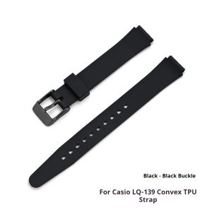 for Casio LQ-139 Convex 12mm Rubber Silicone Strap Ultra-thin Small Black Watch for LQ-130/140 Replace Bracelet Band Accessories