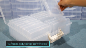 Clear Photo Storage Box / Multifunctional Storage Box With 16 Organization Cases For Photos Greeting Card Stickers