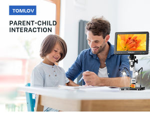 TOMLOV DM9 Pro HDMI Digital Microscope 1200X WITH Remote Control 7 Inch IPS Screen Video Coin Microscope for Entire Coin View 16MP Soldering Microscope with Metal Stand 10 LED Lights 32GB SD Card Include