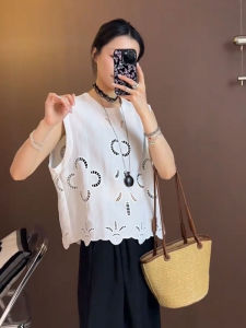 YUFUQING | Korean Style Embroidered Heavy Work Hollow Out Short Vest Womens Gentle Style Summer New Fashion High Waist Loose Fit Top