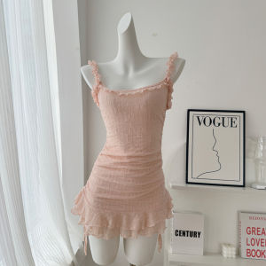 Váy Ngắn Dây Hồng Không Đều Thắt Dây Cho Nữ Váy Ngắn Gợi Cảm Váy Mùa Hè Váy Ngắn Váy Ngắn Váy Ngắn