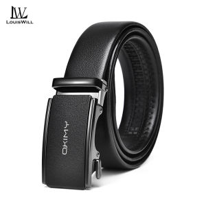 LouisWill Fashion Men’s Belt Business Leisure Belt Stylish Frosted Alloy Buckle Automatic Buckle Belt Second-layer Cowhide Waistband Youth Sports Pant Belt Stylish Simple Nice Waistband Durable Belt