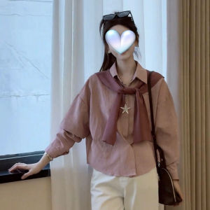 Korean Style Long Sleeve Striped Shawl Polo Neck Shirt Womens Autumn New Single Button Loose Casual Shirt Trendy