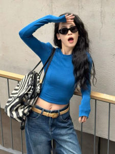 Slim Fit Short Sleeveless T-Shirt Womens Spring Autumn New Style High Sensation Hot Girl Long Sleeve Base Shirt Female