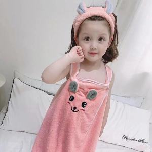 Tinggi 80-130cm Handuk anak/handuk baju mandi anak +  Ikat kepala untuk lembut nyerap Kain bulu karang