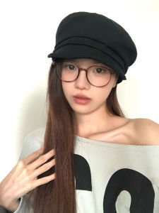 Retro Spring Autumn Pure Color Popular Fashion Octagonal Hat Women Soft Brim Beret Cap Face Slimming Casual Style Streetwear