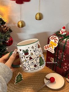 Cute Christmas Mug with Lid and Spoon