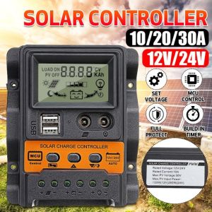 (COD+3 Days Delivery) LCD Display 10/20/30A 12V/24V DC Input Solar Charge Controller Auto Parameter Adjustable PWM Solar Panel Regulator