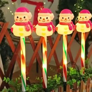 5 Cái/bộ Chạy Bằng Năng Lượng Mặt Trời Người Tuyết Đèn Bãi Cỏ LED Xmas Đèn Ngoài Trời Sân Vườn Sân Trang Trí Màu Trắng Ấm Phong Cách Hiện Đại Tự Cung Cấp