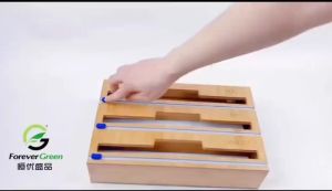 3 in 1 Wrap Dispenser with Cutter and Labels Aluminum Foil and Plastic Wrap Organizer for Kitchen Drawer Bamboo Roll Storage Organizer Holder for Cling Film and Tin Foil Wax Paper Fits 12" Roll