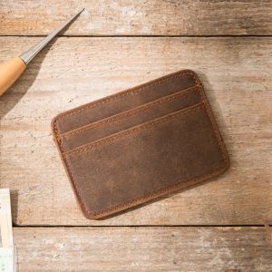 Handmade Mini Wallet Vintage Style Ultra-Thin Mens Card Holder Leather Goods Small Change Purse Fashionable Compact Size