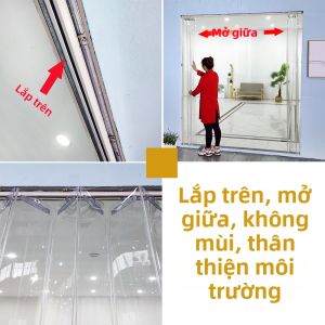 Rèm Phân Cách Chống Bụi Gập Được Trong Suốt PVC Dùng Cho Thương Mại