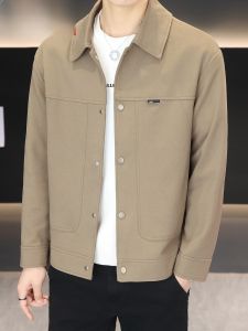 HENGYUANXIANG | Casual Pure Color Mens Jacket Turn-down Collar Versatile Outerwear Spring New Arrival Fashionable Urban Style Polyester Fiber