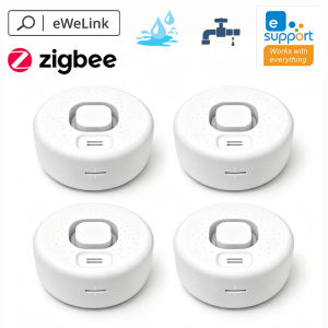 EWeLink Zigbee Water Leak Detector Home Kitchen Drip Safety Sensor High Decibel Sound Alarm APP Remote Alert Works With Gateway