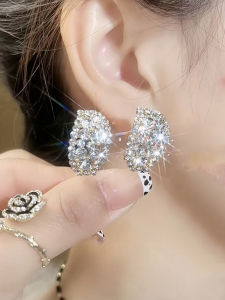 Luxury Crystal and Diamond Studded Pure Silver Earrings High End Star Patterned Fashionable Japanese and South Korean Style Ear Decorations for Women
