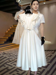 Elegant แฟชั่นเอวสูง A-Line กระโปรงผู้หญิงฤดูร้อนซากุระมะนาวสไตล์ฝรั่งเศสธุรกิจชุดลําลองพร้อมซิป