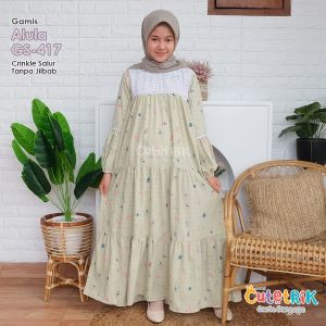 Gamis Anak Alula By Cutetrik Terbaru Baju Muslim Anak Perempuan Tanpa Jilbab Motif Bunga Warna Sage Bahan Crinkle Salur Adem Lembut Tebal Nyaman Dipakai Untuk Ngaji Bepergian Dan Lebaran Ready Size 8 10 12 Estimasi Usia 8-12 Tahun Bisa Cod