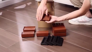 Monqiqi กันลื่น ที่เสริมขาโต๊ะ กันรอยพื้นเฟอร์นิเจอร์ แผ่นรองขาเก้าอี้โลหะกันลื่น ขารองเครื่องซักผ้า ขายาง เหมาะสำหรับโต๊ะ เตียง