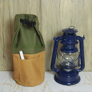 Outdoor horse oil lamp storage bag Portable retro kerosene lamp storage bag Camping canvas sundries storage bag