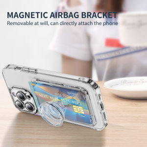 1Pcs Magsafe PC Transparent Magnetic Card Bag Airbag Holder Suitable for iPhone 17 Air 16 Pro Max Magnetic Shell Accessories