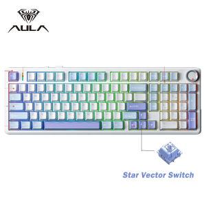 AULA | AULA F99 PRO Wireless Gaming Mechanical Keyboard Tri Mode Hot Swappable 99 Keys Gasket Structure Custom Keyboard with Media Knob