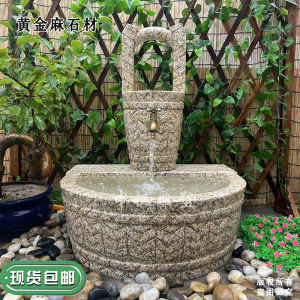 การแกะสลักหิน Quyang รูปกลมสไตล์จีนสําหรับอ่างล้างมือกลางแจ้งสวนวิลล่าสระว่ายน้ําตกแต่งน้ําพุ