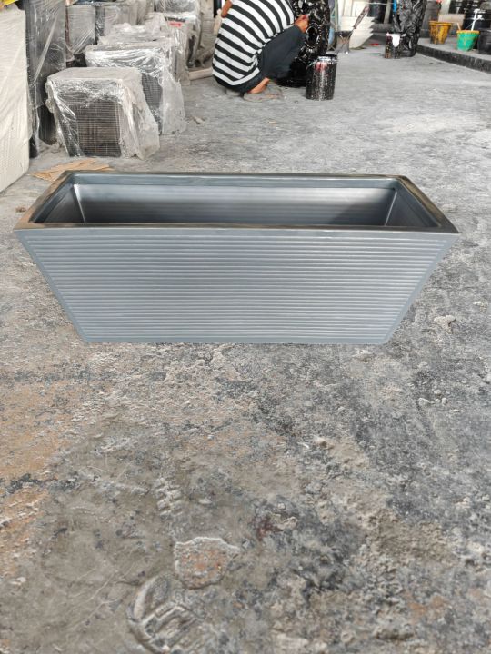 RICO Z2 Grey Slant Line Planter box Fiberglass Flower Pot Pasu Bunga ...