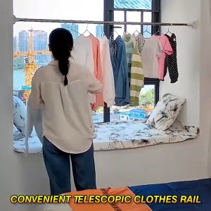 FABITS Stainless Steel Adjustable Rod Telescopic Extendable Cloth Rail Rod Penyangkut Baju Penyidai Baju Tirai No Drill Curtain Hanger