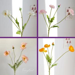 Hoa ánh túc giả PAVAVA decor 3 bông 1 nụ trang trí phòng để bàn bông nhân tạo thanh lịch sang trọng dùng trong tiệc cưới chất liệu lụa cao cấp thân phủ lông giống 99%