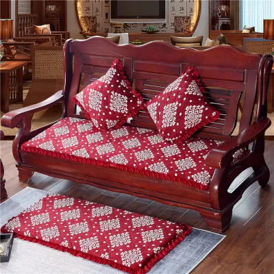 Đệm Ghế Sofa Bằng Gỗ Đỏ Dày Chống Trượt Đệm Ghế Sofa Đơn Đôi Ba Người Đệm Ghế Sofa Bằng Vải Nhung Hoa Đơn Giản Hiện Đại