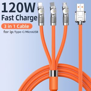 🎁 Original Product + FREE Shipping 🎁 6A 120W 3 in 1 Super Fast Charging Cable Micro USB Type c 180° Rotating Data Cable For ip 14 13 12