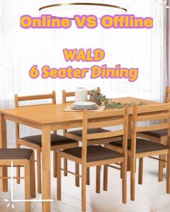 Furniture Direct WALD 4 and 6 Seater Solid rubberood Dining Set-Natural