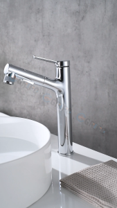 GRIPO High End Brass Chrome-Plated Pull-Out Mixer Tap Faucet Hot and Cold With Supply Hoses
