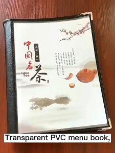 PVC menu cover book transparent cookbook A4 menu clip Meatbook Drink single shell protective cover DIY personalized menu production