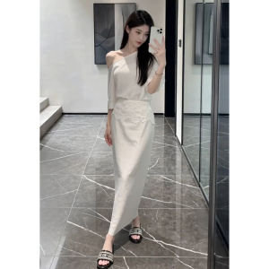 SENWA | Graceful White Off-shoulder Dress