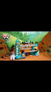 Lion Mountain Adventure Mainan Anak Track Car Parking Lot Dinosaurus