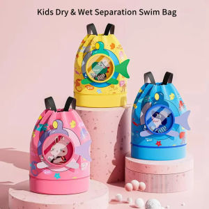 Childrens Swimming Bag Kids Waterproof Storage Shoulder Packs Hand Luggage Backpack Wet Dry Separation Bag Large Capacity Pouch