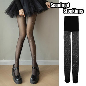 ถุงเท้ายาวทรงท่อโบว์ความยืดหยุ่นสูงแสนหวานสำหรับสาวๆเซ็กซี่ถุงน่องสีดำแน่นสง่างามเพชรส่องประกาย