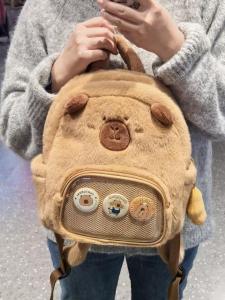 Túi Đeo Vai Đôi Dễ Thương 2024 Túi Du Lịch Bằng Vải Nỉ Hình Con Chồn Túi Đeo Vai Mini Cho Bé Gái Túi Đeo Vai Bằng Vải Nỉ