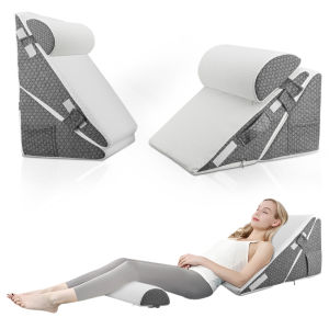 🚚 Local Delivery🚚Bed Wedge Pillow Memory Foam Triangle Pillow For Sleep Apnea Acid Reflux Snoring 12Inch Leg Elevation Back Support For Sitting Up In Bed Incline Cushion For Sleeping Reading White/Grey
