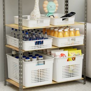 ถังเก็บของพลาสติกขนาดใหญ่สำหรับเก็บของในห้องนั่งเล่น ถังเก็บของสำหรับเครื่องสำอาง ถังเก็บของสำหรับขนมและของเล่นในบ้าน