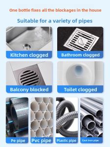 Powerful Kitchen Bathroom Sink Drain Cleaner Liquid Strongly Dissolves Oil Stains Leftovers No Damage to Pipes Drain Cleaner