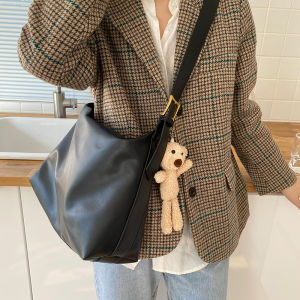 Large Capacity Womens Tote Bag Soft Leather Commuter Crossbody Bag Versatile Shoulder Bag Korean Style Casual Handbag