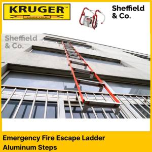 Kruger Emergency Fire Escape Ladder with Steel Hooks 15 Steps (5m) Aluminum Steps (AYFEL500)