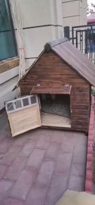 Elegant Carbonized Solid Wood Dog House for All Breed Sizes - Outdoor Pet Bed