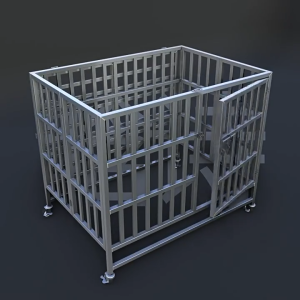 Large Stainless Steel Dog Cage With Tray Wheel Suitable For Dogs Foldable Dog Crate Thicken Cage