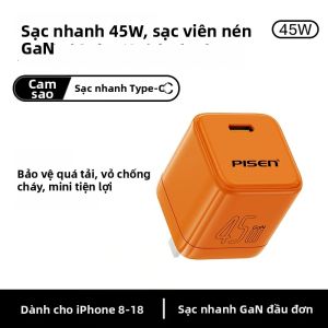 PISEN | Bộ Sạc Nhanh 30W GaN USB-C – PD30W Cho IPhone Kèm Cáp Type-C