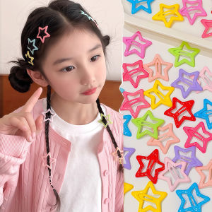(Multiple Mixed Color Hair Clips) y2k Style Dopamine Pentagram Hair Clips for Girls Colorful Star Hair Clips