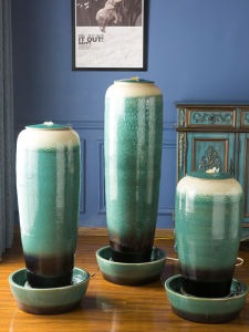 Modern Minimalist Ceramic Water Flow Ornaments Creative Fountain Humidifier Home Office Opening Gift Pure Handmade Safety Protection